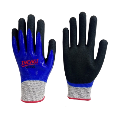 Double-Dipped Sandy Nitrile Cut-Resistant Gloves