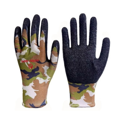 Printed Garden Gloves with Crinkle Latex Coating