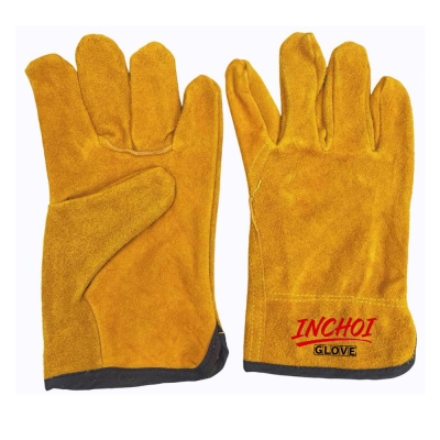 Golden Split Leather Driver Gloves