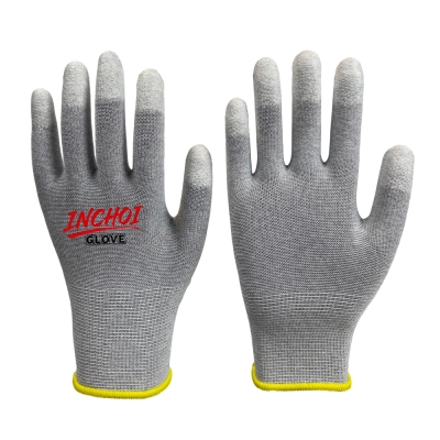 Carbon Fiber ESD Gloves with Fingertips PU