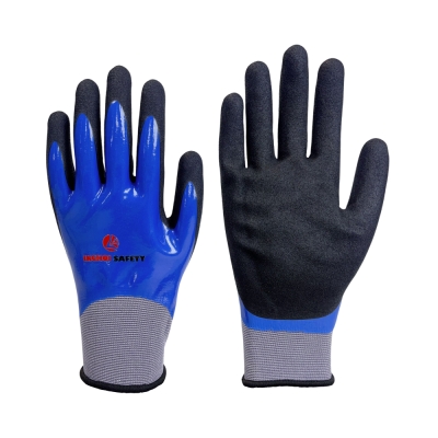 Waterproof Gloves, 18-Gauge Liner & Sandy Nitrile Coating